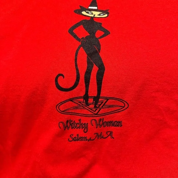 Vintage 90s Salem Massachusetts Witchy Women T Shirt Medium - Picture 1 of 12